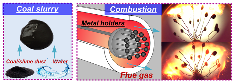 Combustion of coal–water slurry droplets.