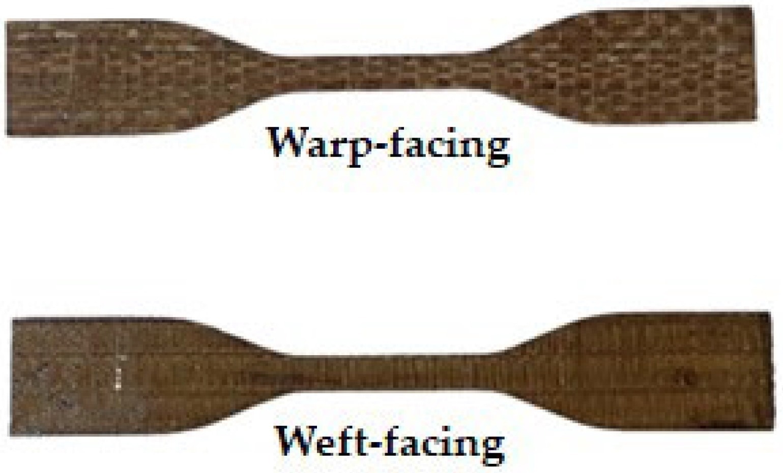 Warp and weft direction of woven PALF-reinforced epoxy composites.
