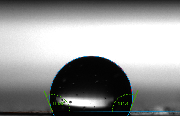 Au contact angle results pre plasma treatment