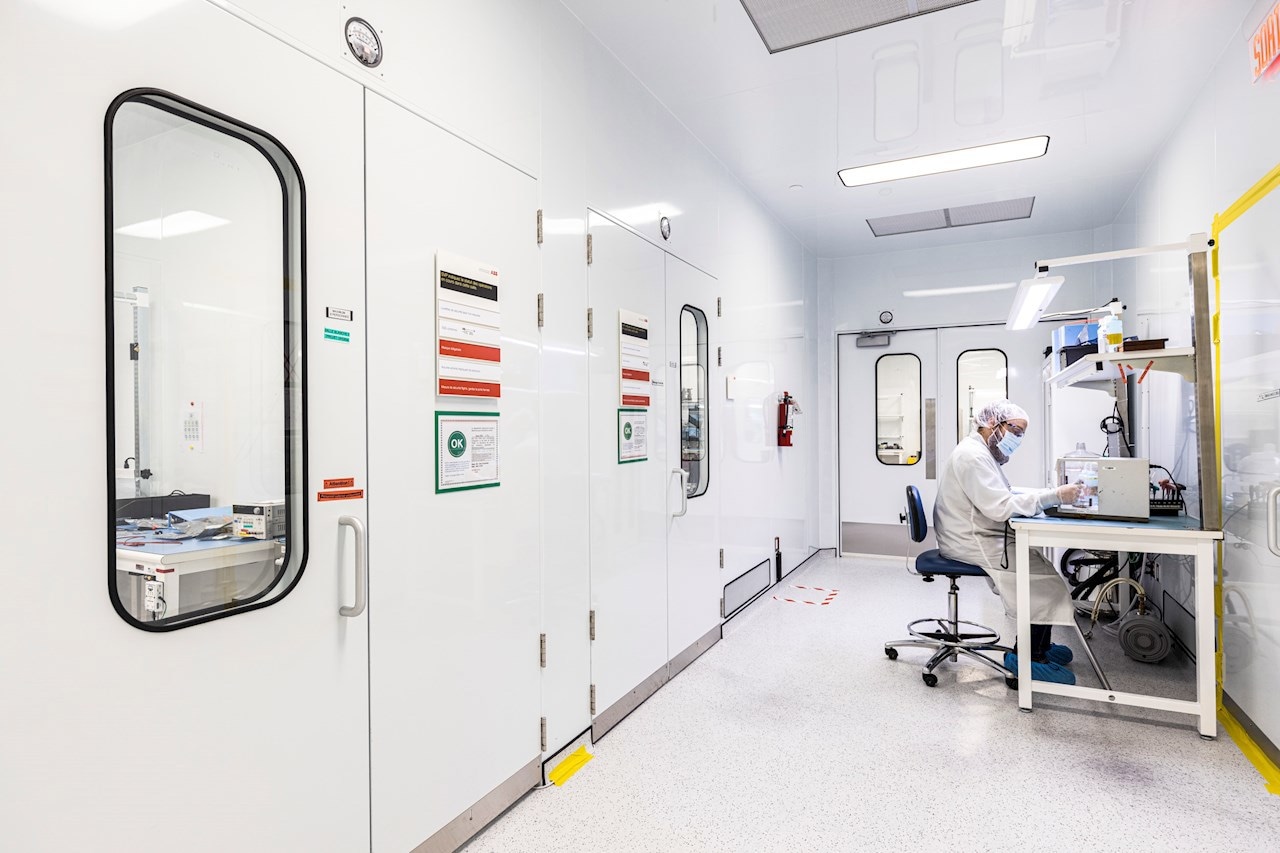 The ABB space laboratory in the clean room at the ABB Quebec factory in Canada where the infrared thermal infrared (TIR) imaging instruments are made.