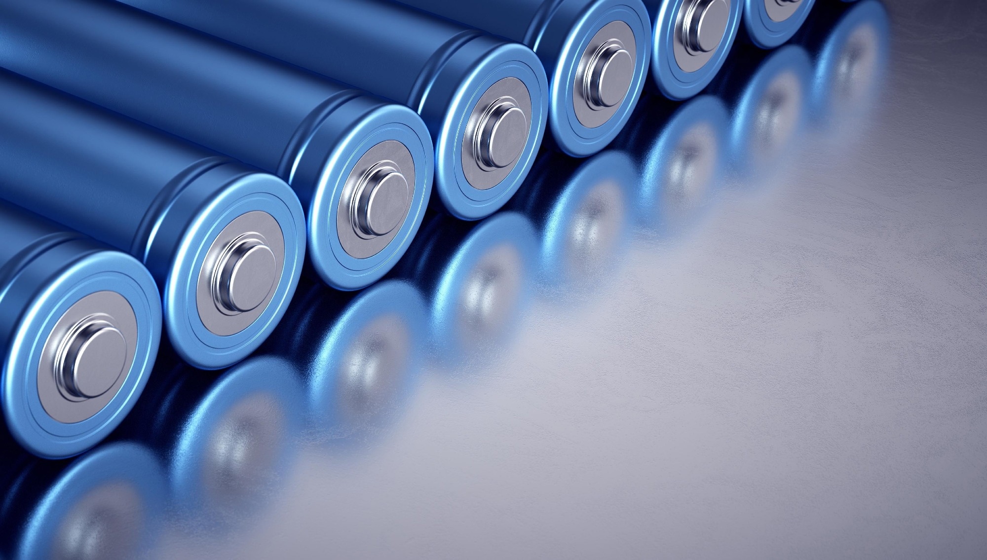 Several lithium cells lined up.