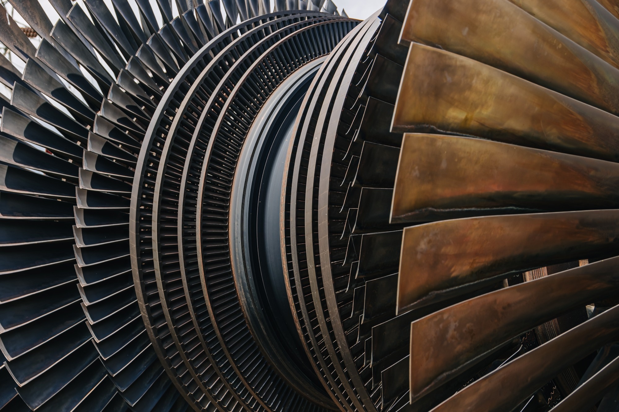 Close up of turbine machinery.
