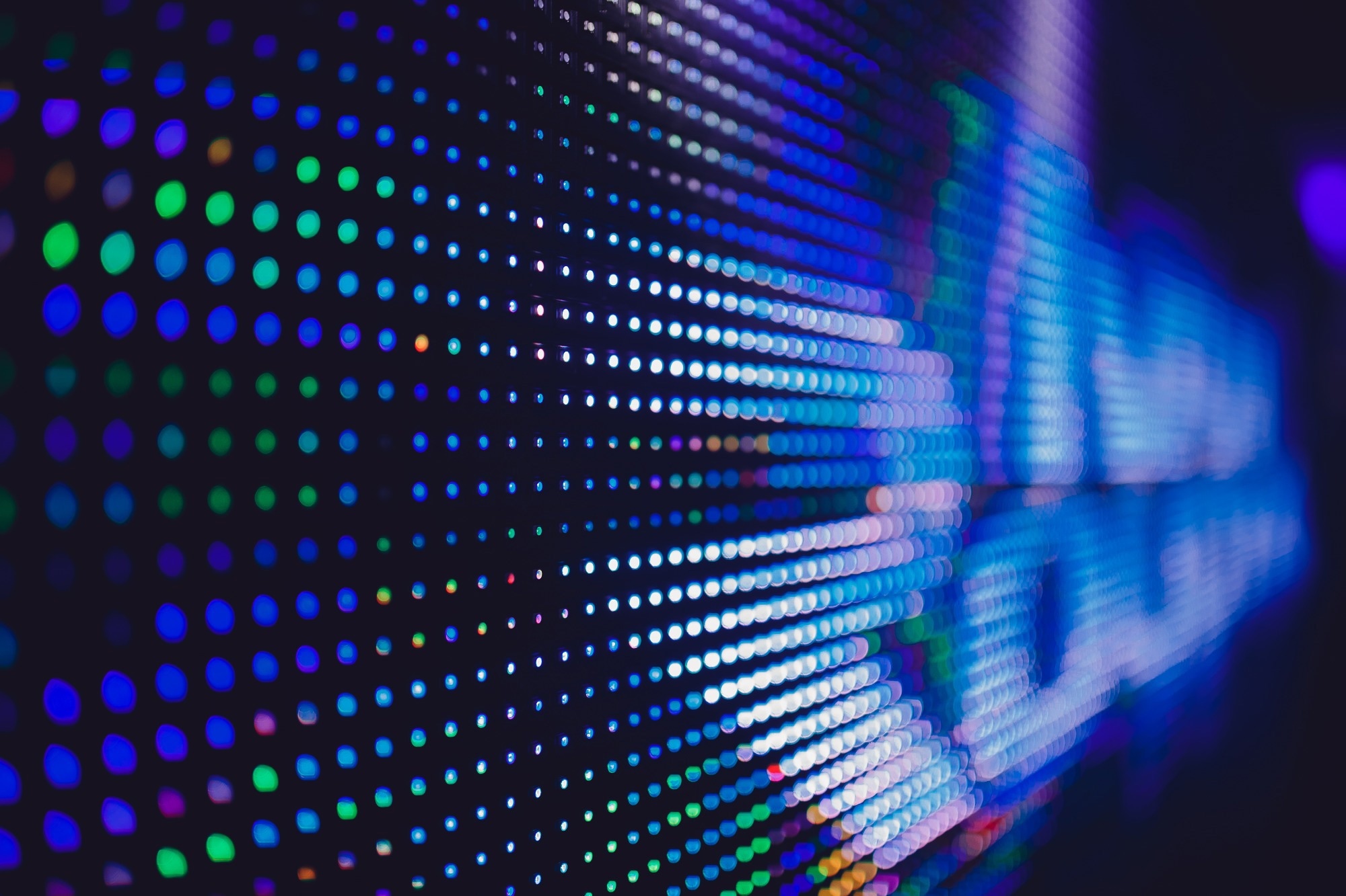 Close up of LED screen with blurred light.
