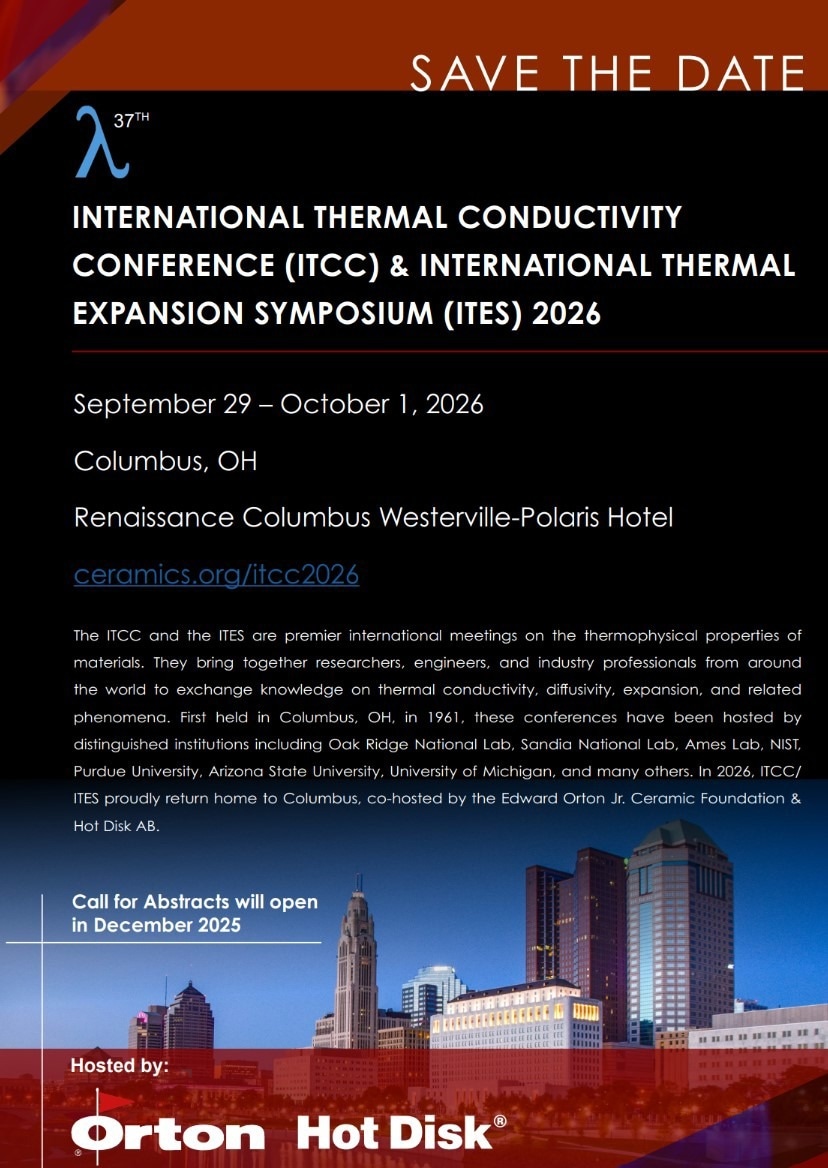 37th International Thermal Conductivity Conference (ITCC) & International Thermal Expansion Symposium (ITES) 2026