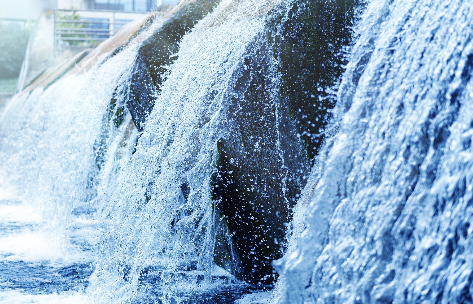 Waste water treatment plant water falling down.