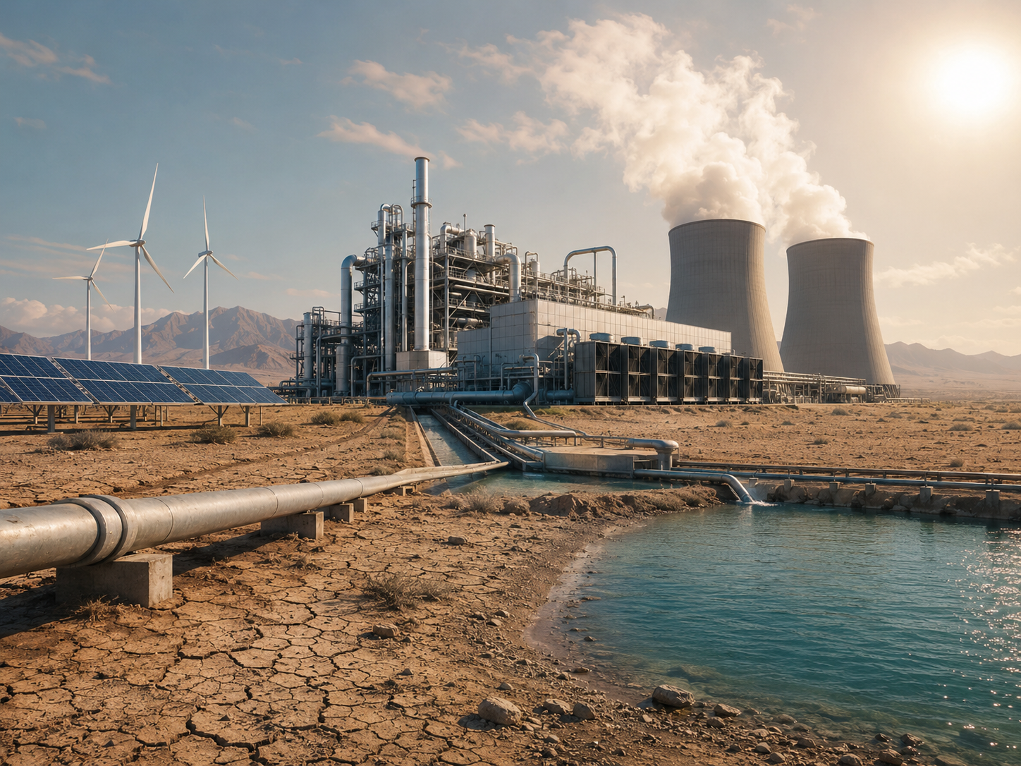 Article: Demand for cooling water reshapes global water-sustainable hydrogen production. Image credit: AI-generated image created using ChatGPT/OpenAI