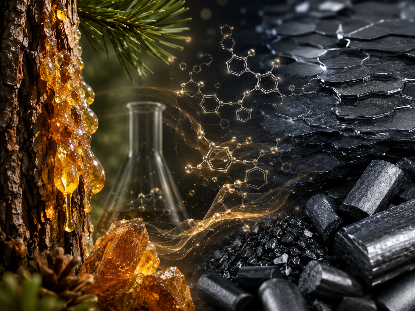 Paper: Graphitizable pitch from pine resin enables bulk graphite from terpenes. Image credit: AI-generated image created using ChatGPT/OpenAI