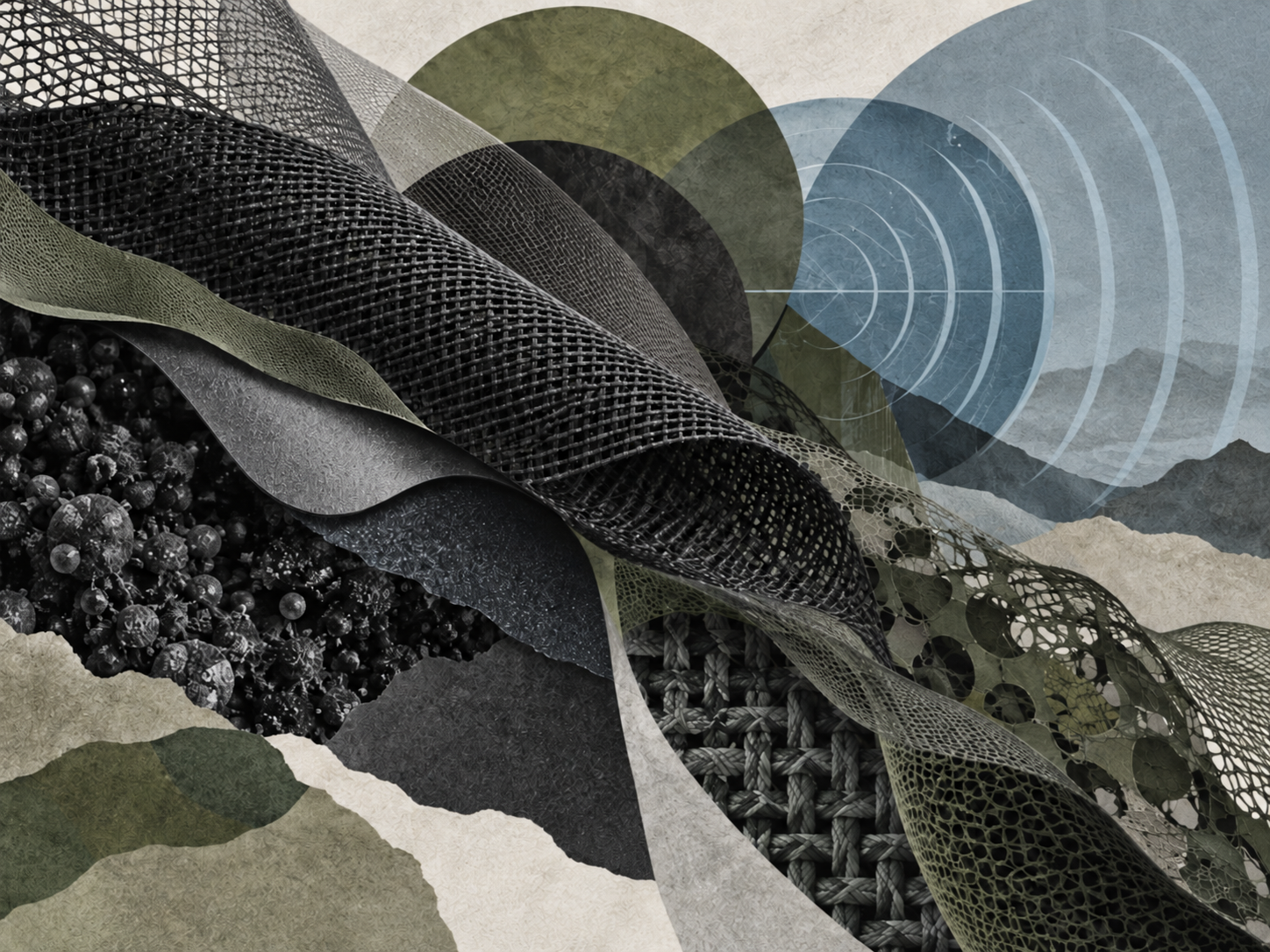 Paper: Flexible carbon black-coated fabrics for electromagnetic camouflage: Design and characterization. AI-generated abstract conceptual image created using ChatGPT/OpenAI
