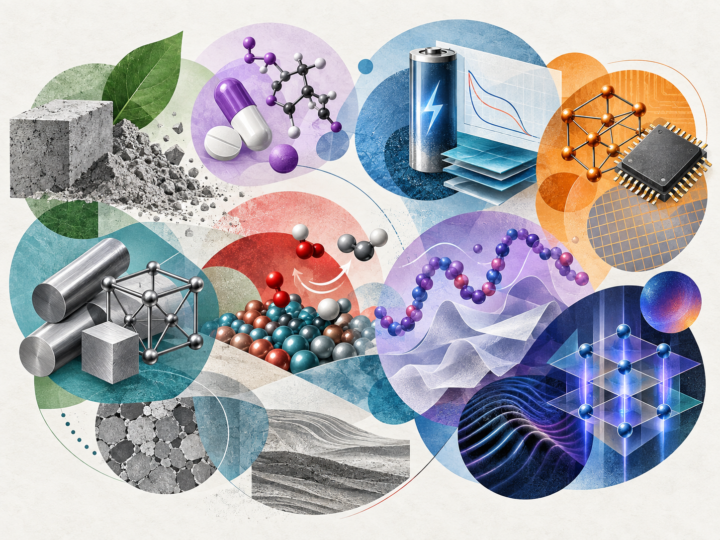 Paper: Domain-Informed AI Multimodal Foundation Model for Materials Science. AI-generated abstract conceptual image created using ChatGPT/OpenAI