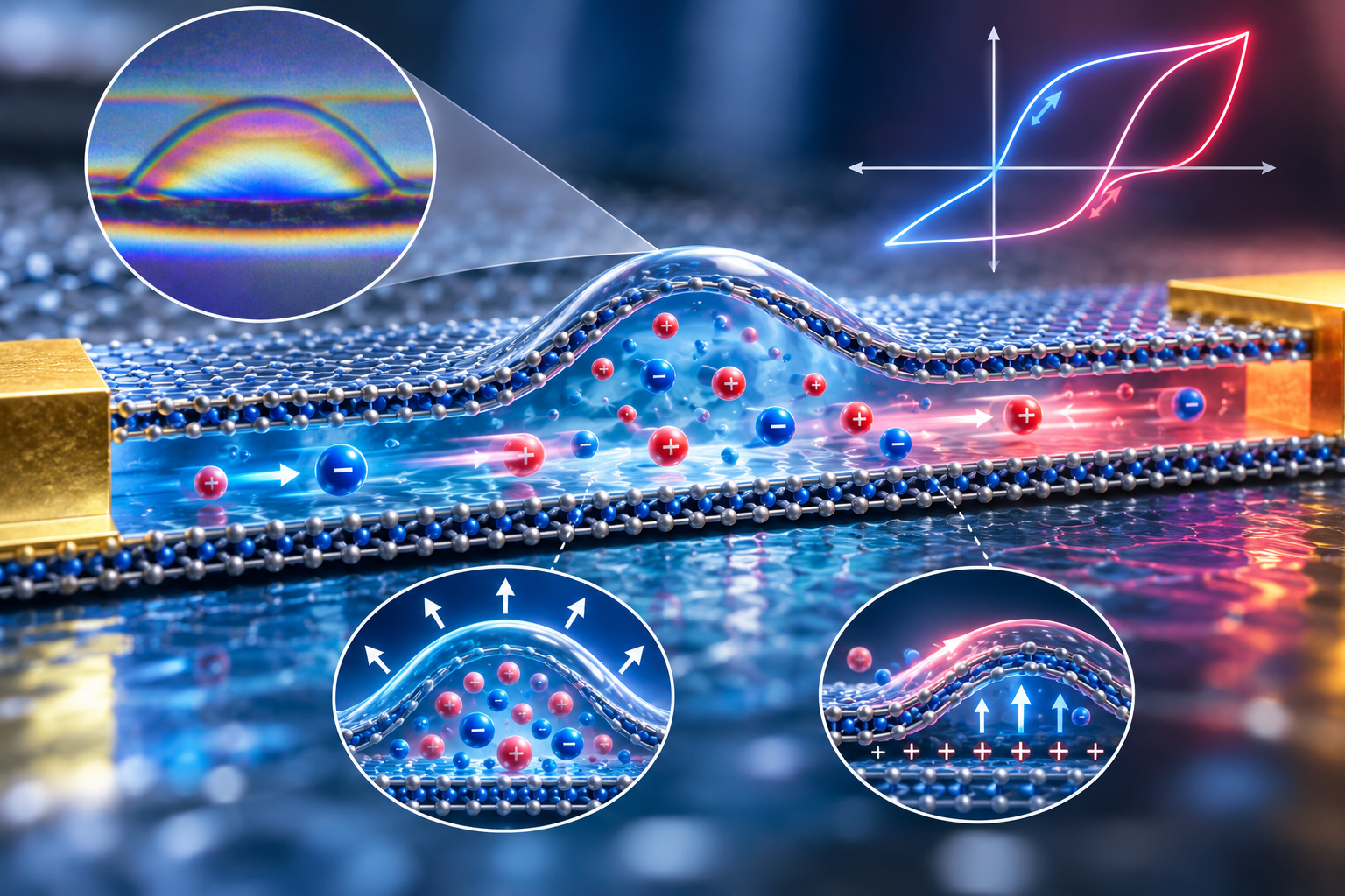 Voltage-Driven Blisters Give 2D Nanochannels Their Ionic Memory