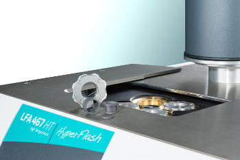 Light Flash Apparatus for Determining Thermal Diffusivity and Conductivity up to 1250°C