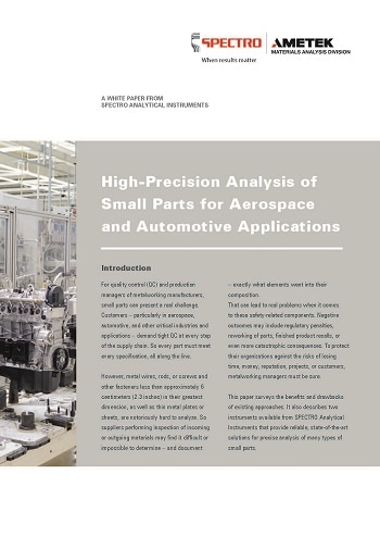 New White Paper Discusses High-Precision Elemental Analysis of Small Parts for Aerospace and Automotive Applications