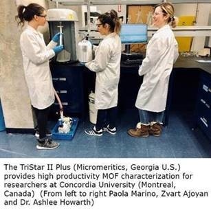 Micromeritics Instrumentation Top Pick for Researchers at Concordia University for High Throughput Metal-Organic Framework (MOF) Characterization