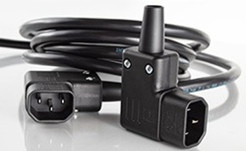 Interpower® Launches IEC 60320 Rewirable Sheet E Angled Plug Connector in Black