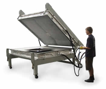The Quickstep Process involves a unique fluid-filled, balanced pressure, heated floating mould technology for the curing, partial curing and joining of composite materials.