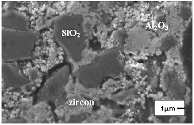 AZoJomo - The AZO Journal  of Materials Online - Composition 1 (1450°C) 18 hours, the microstructure presents separation between grains of SiO2.