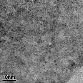 AZoM - The A to Z of Materials - Ultra fine platinum particles in the Platinum-alumina Cryogel. Platinum 5-wt%; black spots correspond to ultra fine platinum particles 1 nm in diameter