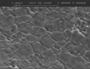 AZoJoMo - AZoM Journal of Materials Online - SEM micrograph of Ba0.70Sr0.30TiO3 pellets derived from 60mins mechanical activation which sintered at 1300°C.