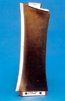 A carbon fibre reinforced epoxy Trent fan outlet guide vane.