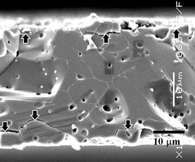 AZoJoMo – AZoM Journal of Materials Online - Photographs of the Al2O3 before and after grinding tests. SEM photograph of a section view of ground Al2O3 (Ç: machining defects).