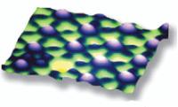 STM image showing single-atom defect in iodine adsorbate lattice on platinum. 2.5nm scan.