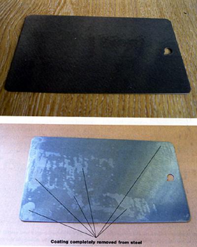 AZoM - Metals, ceramics, polymers and composites : Testing of engineered polysiloxane anti-grafitti coatings. The permanent coationg showing very little sign of degradation after many removal operations, while the semi-permanent coating has many areas where the coating has been completely removed.