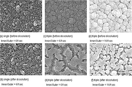 SEM photographs of films before and after ZnO dissolution.