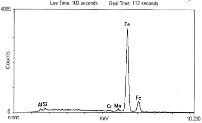 AZojomo - The "AZo Journal of Materials Online" EDX analysis of the heavily deformed top layer in (a) showing its chemical composition of work material.