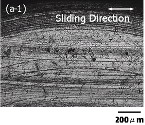 AZoJoMo – AZoM Journal of Materials Online : Optical observations on sliding surfaces of pin specimens (magnesium composite with Mg2Si) and S35Ccounter materials under oil lubricant; Si content of 0%. (Upper; pin, Lower; disk).