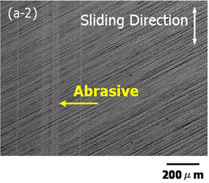 AZoJoMo – AZoM Journal of Materials Online : Optical observations on sliding surfaces of pin specimens (magnesium composite with Mg2Si) and S35Ccounter materials under oil lubricant; Si content of 0% . (Upper; pin, Lower; disk).