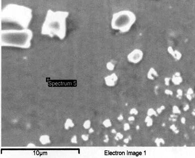 AZoJoMo – AZoM Journal of Materials Online : EDS analysis comparison of boride phase confirming partitioning of boron into second phase during bonding.