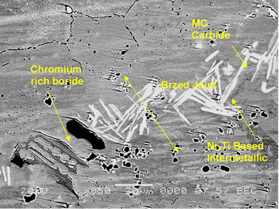 AZoJoMo – AZoM Journal of Materials Online : Backscatter electron Image of second phase particles in “DF3” Brazement