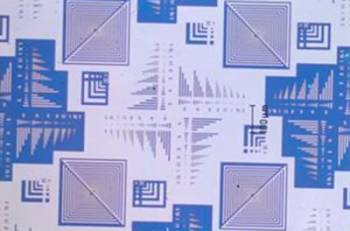 An optical micrograph of p(TDMA-tBVPC56) LV film with 60 layers irradicated with deep UV lamp for 60 mins in air followed by the development with 1% TMAH aqueous solution for 20s